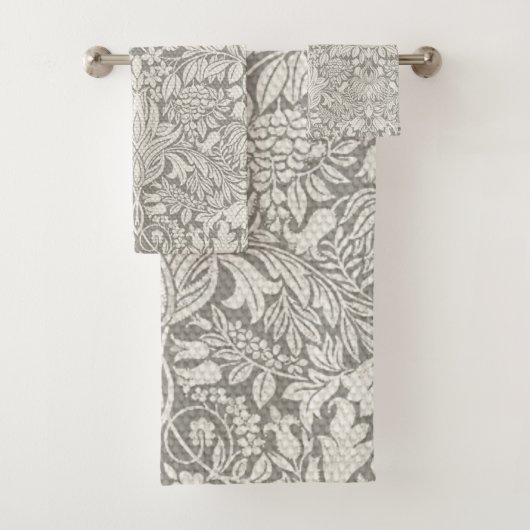 Elegante witte damast bloemenhuis decor bad handdoek (Insitu)