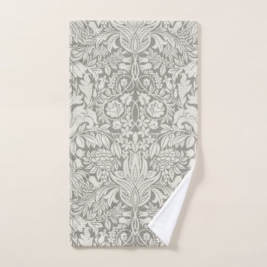 Elegante witte damast bloemenhuis decor bad handdoek (Handdoek)