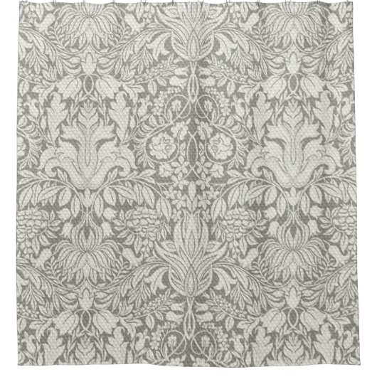 Elegante witte damast bloemenhuis decor douchegordijn (Voorkant)