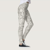 Elegante witte damast bloemenhuis decor leggings (Rechts)