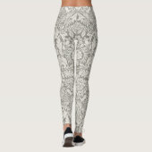 Elegante witte damast bloemenhuis decor leggings (Achterkant)