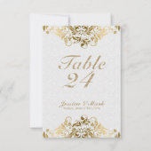 Elegante witte damast en gouden bloemen kant kaart (Voorkant)