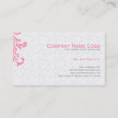 Elegante witte damast roze bloemenwerveling visitekaartje (Achterkant)