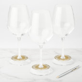 Elegante witte damast wijnglaslabel (Set)