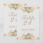 Elegante witte damasten en gouden bloemen kant kaart (Voorkant / Achterkant)