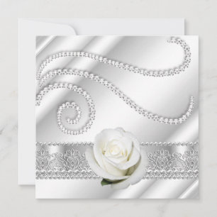 Elegante witte diamanten en rozen verjaardagsfeest kaart