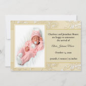 Elegante witte dobbelsteen gesneden bloemige geboo kaart (Voorkant)