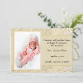 Elegante witte dobbelsteen gesneden bloemige geboo kaart (Staand voorkant)