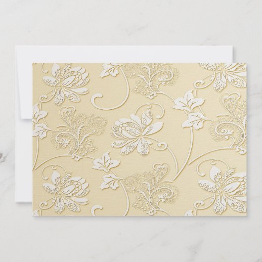 Elegante witte dobbelsteen gesneden bloemige geboo kaart (Achterkant)