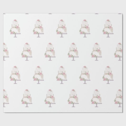 Elegante witte drielaagse cake cadeaupapier (Vlak)