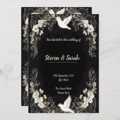 Elegante Witte Duif & Bloemen Lijst Feestdagenkaart (Voorkant / Achterkant)