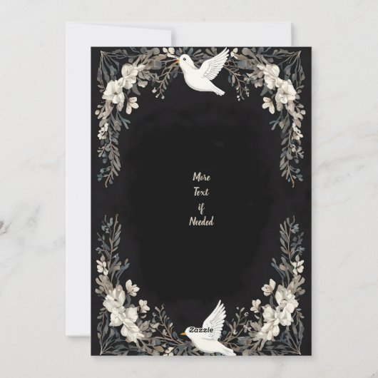 Elegante Witte Duif & Bloemen Lijst Feestdagenkaart (Achterkant)