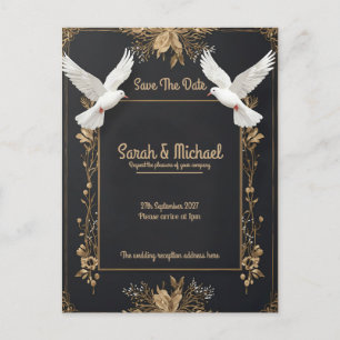 Elegante Witte Duif & Bloemen Lijst Feestdagenkaart