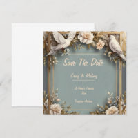 Elegante witte duif- en bloemenlijst trouwkaarten