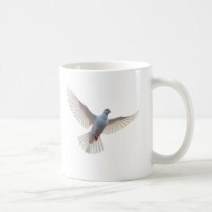 Elegante witte duif in vlucht koffiemok