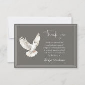 Elegante Witte Duif Roukaart Bedankkaart (Voorkant)