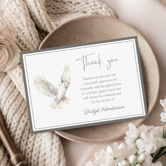 Elegante Witte Duif Roukaart Bedankkaart