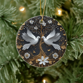 Elegante Witte Duiven Boom des Levens Ornament