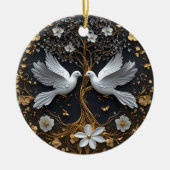 Elegante Witte Duiven Boom des Levens Ornament (Voorkant)