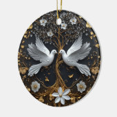 Elegante Witte Duiven Boom des Levens Ornament (Links)