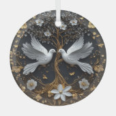 Elegante Witte Duiven Boom des Levens Ornament (Voorkant)