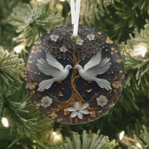 Elegante Witte Duiven Boom des Levens Ornament