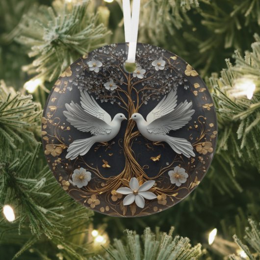 Elegante Witte Duiven Boom des Levens Ornament (Insitu)