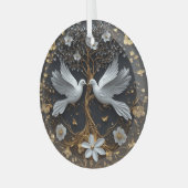 Elegante Witte Duiven Boom des Levens Ornament (Voorkant links)