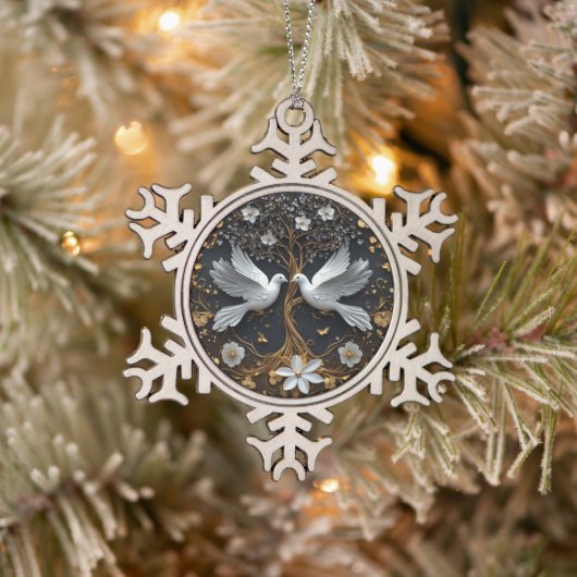 Elegante Witte Duiven Boom des Levens Ornament (Boom)