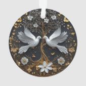 Elegante Witte Duiven Boom des Levens Ornament (achterkant)
