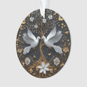 Elegante Witte Duiven Boom des Levens Ornament (voorkant)