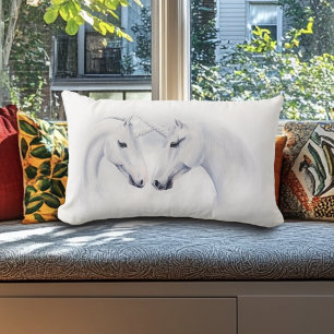 Elegante Witte Eenhoorns Koppel Fantasie Romantisc Kussen