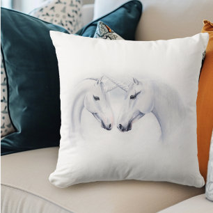 Elegante Witte Eenhoorns Koppel Fantasie Romantisc Kussen