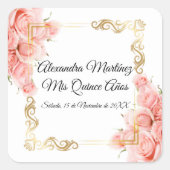 Elegante witte eenvoudige roze roze roze goud Quin Vierkante Sticker (Voorkant)