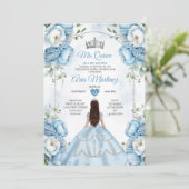 Elegante witte en blauwe bloemenprinses Quiñceaner Kaart (Staand voorkant)