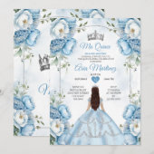Elegante witte en blauwe bloemenprinses Quiñceaner Kaart (Voorkant / Achterkant)