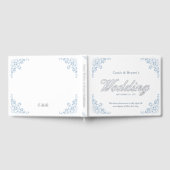 Elegante witte en blauwe chic formele bruiloft gastenboek (Volledig)