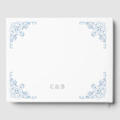 Elegante witte en blauwe chic formele bruiloft gastenboek (Achterkant)