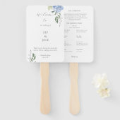Elegante Witte en Blauwe Hydrangea Set van Ventila Handwaaier (Voorkant en achterkant)