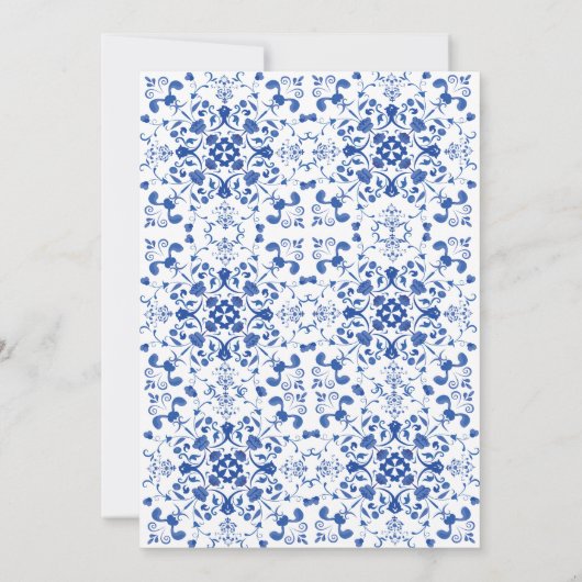 Elegante witte en blauwe islamitische bruiloft kaart (Achterkant)