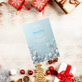 Elegante witte en blauwe kerstfeest uitnodiging