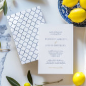 Elegante witte en blauwe mediterrane bruiloft kaart