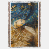 Elegante witte en blauwe pauwen deken (Voorkant Verticaal)