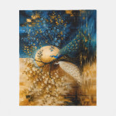 Elegante witte en blauwe pauwen fleece deken (Voorkant)