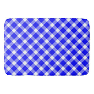 Elegante witte en blauwe tartaansjabloon tafellamp badmat