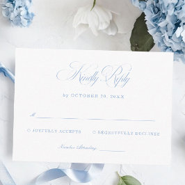 Elegante witte en blauwe trouw-RSVP  Informatiekaartje