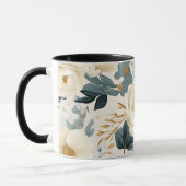 Elegante witte en blauwe Waterverf Bloemen Mok (Links)