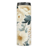 Elegante witte en blauwe Waterverf Bloemen Thermosbeker (Achterkant)