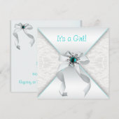 Elegante witte en Blauwgroen blauwe babymeisjesdou Kaart (Voorkant / Achterkant)