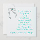 Elegante witte en Blauwgroen blauwe babymeisjesdou Kaart (Achterkant)